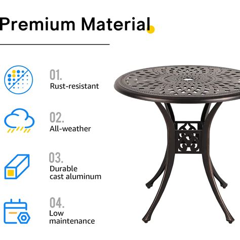 Buy Patio Bistro Table, 31 Round Cast Aluminum Outdoor Dinning Table ...