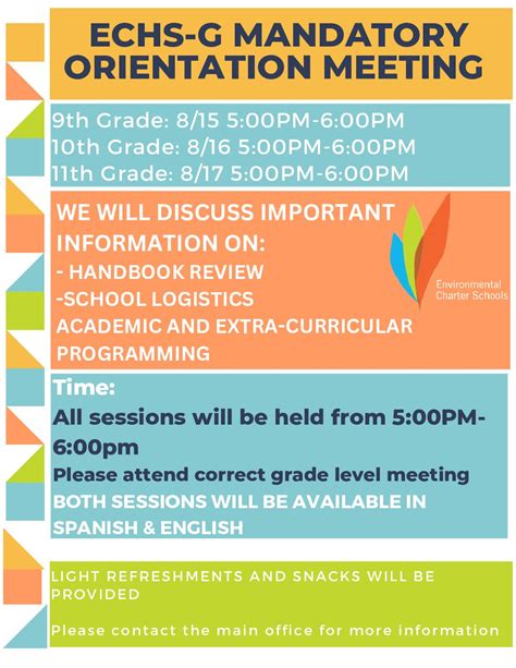 Mandatory Orientation For ALL Incoming Students – Environmental Charter Schools