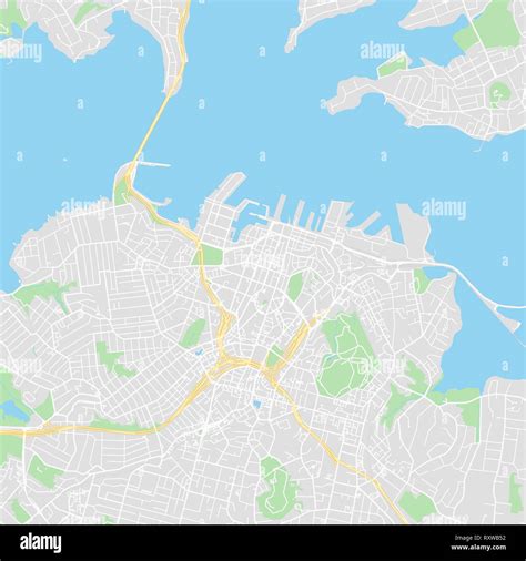 Downtown vector map of Auckland, New Zealand. This printable map of Auckland contains lines and ...