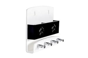 Chipkart Acrylic Wall Shelf/Key Holder Cum Mobile Stand with Hooks for ...