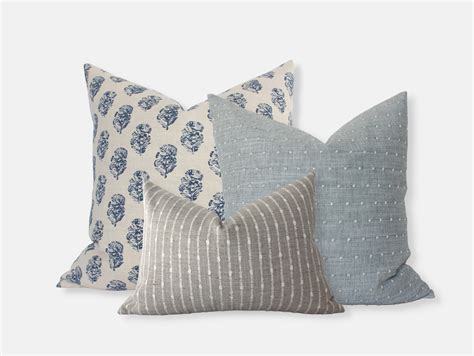 Textileish Light Blue Throw Pillow Set, Sofa Pillow Cover Set Of 3 ...