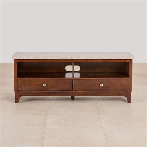 Buy (Refurbished) Geneva Oxville Marble Top Low TV Unit - Brown from ...