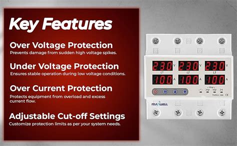 MAXWELL 3 Phase Voltage Protector | 100AMP | Digital Current and ...