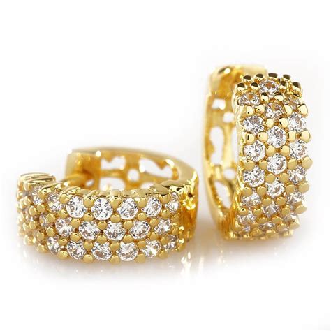 18K Gold 3 Row Huggie Hoop Earrings – Niv's Bling