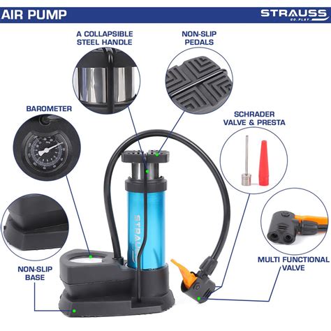 Strauss Portable High Pressure Foot Activated Air Pump With Needle ...