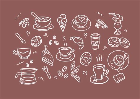 Vector illustration on the theme of coffee and desserts, coffee time ...