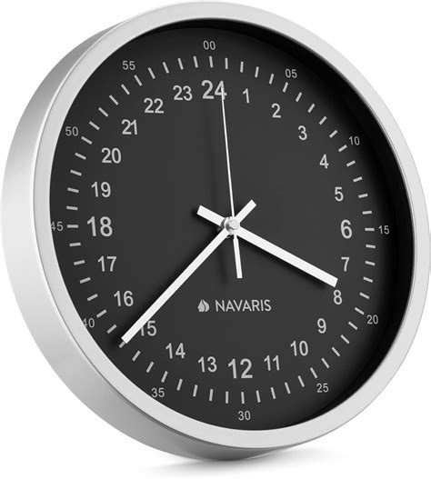 Buy Navaris 24 Hour Wall Clock - 11.8" Analog Military Time Clock with ...
