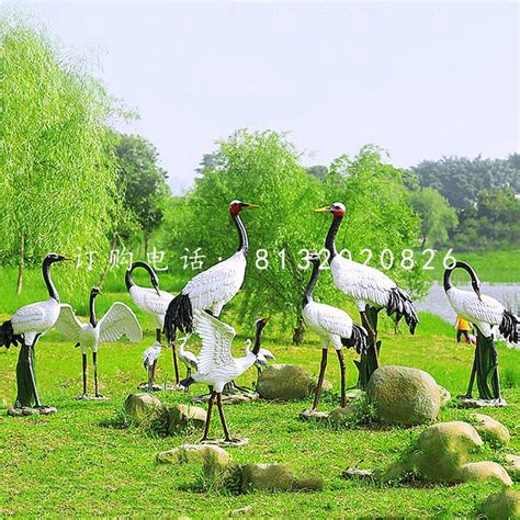 玻璃钢丹顶鹤，仿真动物雕塑，公园景观雕塑 - 卓景雕塑公司