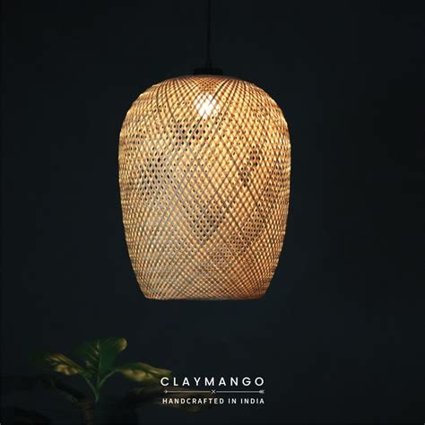 Cyclic Oval: Unique handmade Woven Hanging Pendant Light, Natural/Bamb ...