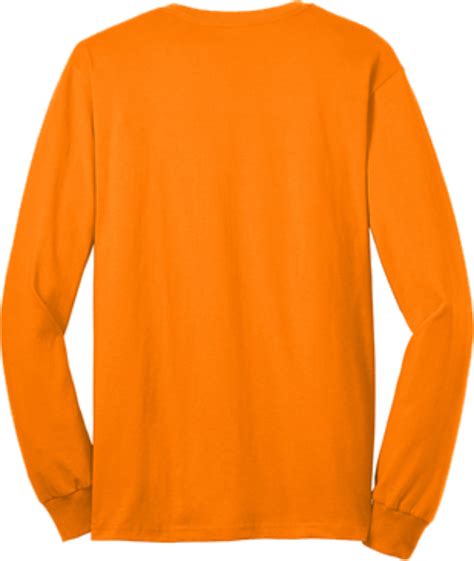 Safety Orange Long Sleeve T-Shirt with Pocket - 50/50 Cotton/Poly ...