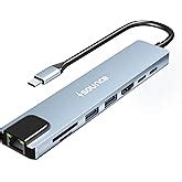 STRIFF USB Type-C Hub Dock, 8-in-1 HDCP Aluminium Adapter with 4K HDMI ...