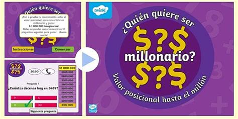 Juego ¿Quién quiere ser millonario? números hasta el millón