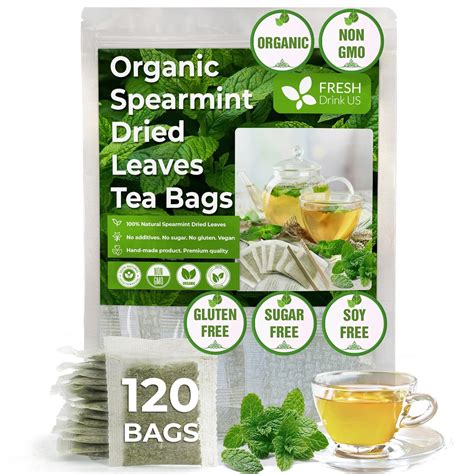 Amazon.com : 120 Tea Bags - Organic Spearmint Tea, Pure, Non-GMO, 100% ...