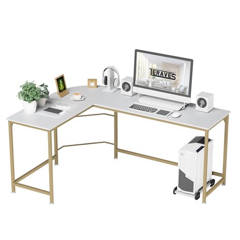 Teraves Reversible L Shaped Desk White 57 9 Corner Gaming | Desertcart ...