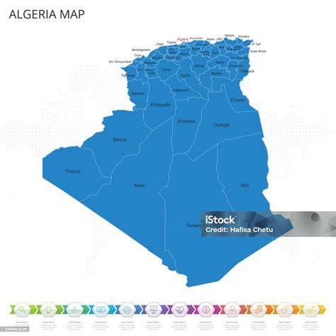 Algeria Map Infographic Detailed Map With Regions And Cities Of The Country Stock Illustration ...