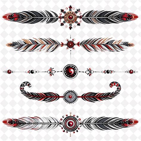 Feather and bead borderlines design with intricate patterns png collage ...
