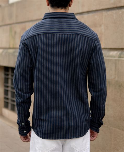 Grey Knit Structured Stripe Shirt – Powerlook