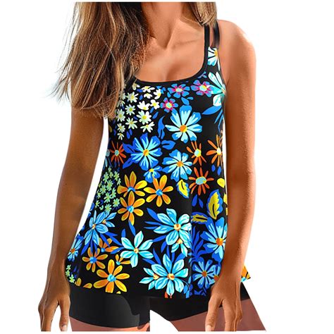 Amzcrzy Womens 2024 Two Piece Tankini Swimsuits Modest Tankini Bathing ...
