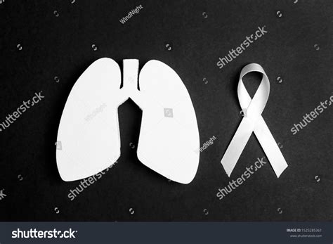 White Lung Cancer Awareness Ribbon Lung Stock Photo 1525285361 ...