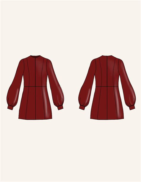 Buy Bishop Sleeve Leather Dress Digital PDF Sewing Pattern // US Online ...