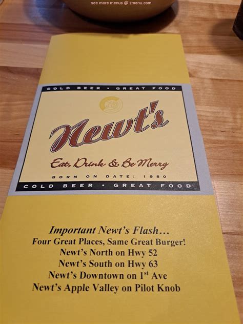 Online Menu of Newt’s Apple Valley Restaurant, Apple Valley, Minnesota ...