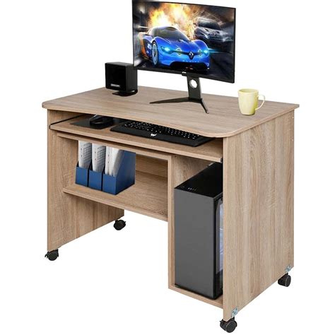 BAKAJI Desk with Removable Keyboard Holder Lower Shelf and Computer ...