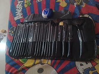 MACPLUS Fiber Bristle Makeup Brush Set with Black Leather Case- BLACK ...