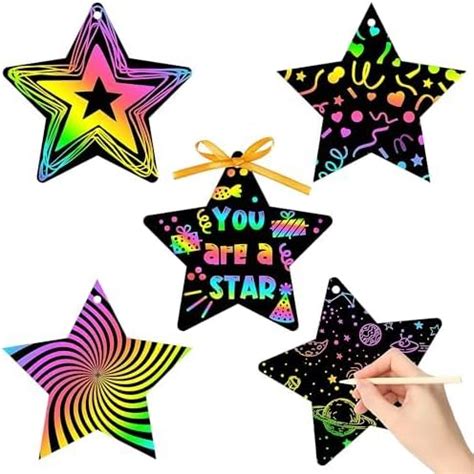 12 PCS Scratch Card Set, Magic Stars Scratch Art for Kids, Arts and ...