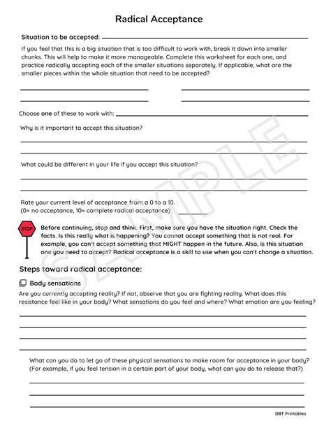 Radical Acceptance Worksheet - Etsy Israel