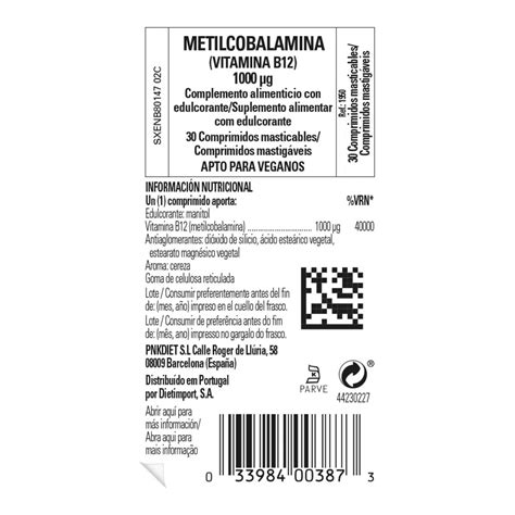 Vitamina B12 - 1000 mcg - 30 Comprimidos Masticable | Cero Residuo ...