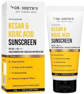 Dr. Sheth's Sunscreen - SPF 50 PA++++ Kesar & Kojic Acid Sunscreen ...