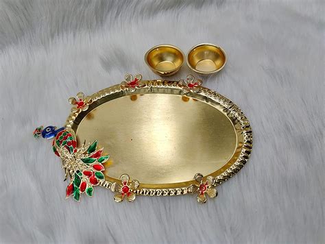 Rajkanya Peacock Pooja Thali, Pooja Kankavati with for Diwali Pooja ...