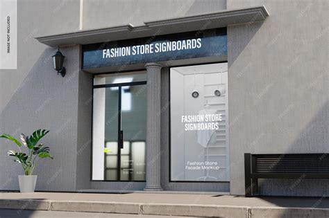 Premium PSD | Fashion store facade mockup, low angle view