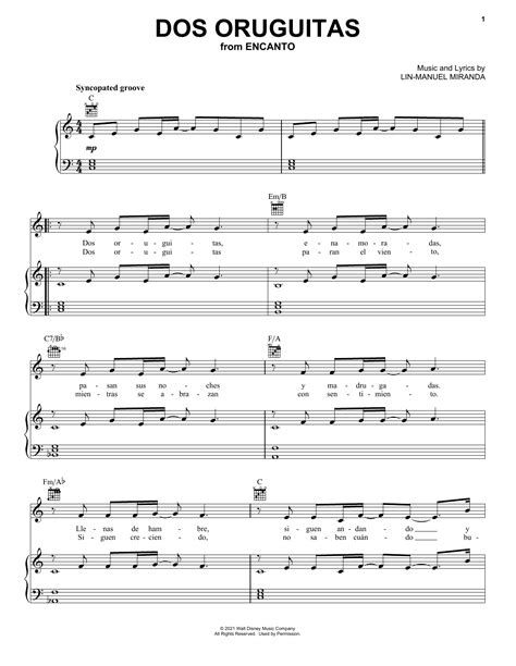 Dos Oruguitas (from Encanto) Sheet Music by Lin-Manuel Miranda ...