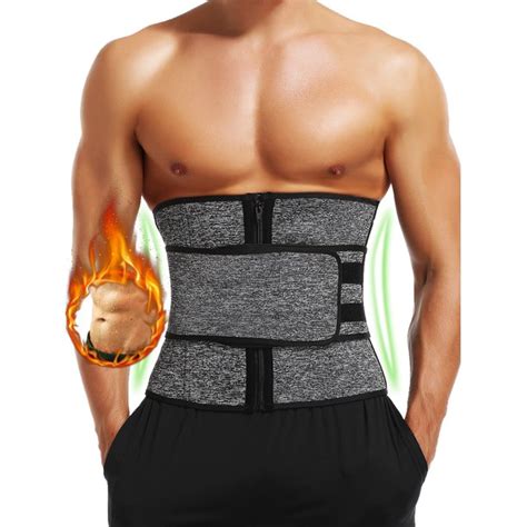 QRIC Men Sauna Waist Trainer Corset Sweat Belt for Weight Loss, Compression Waist Trainer ...