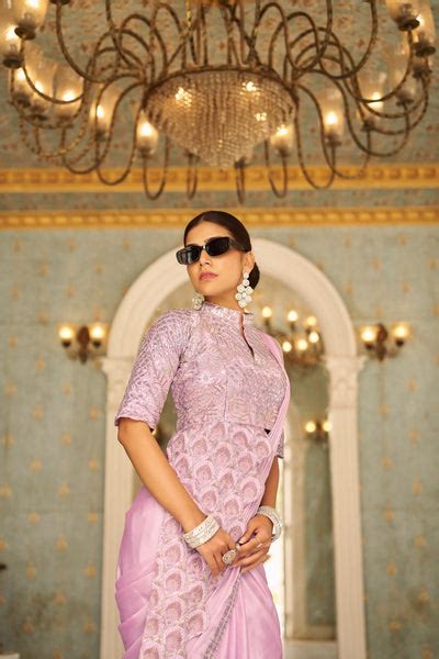 Premium Ready-to-Wear Chinon Drape Saree with Embroidered Blouse – STYLADY