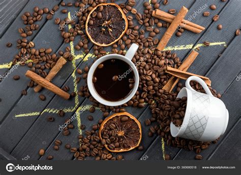 Still Life Coffee Cinnamon Items Laid Out Form Game Tic — Stock Photo ...