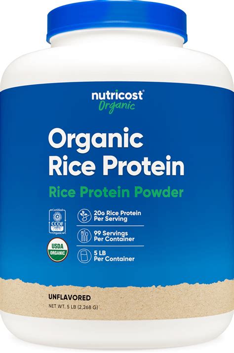 Amazon.com: Nutricost Organic Rice Protein Powder (5 LB) - Gluten-Free, GMO-Free (from Brown ...