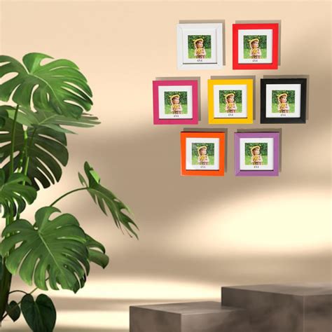 Buy Personalized Color Frame Pack of 7 – Wooden Glass Photo Frames ...