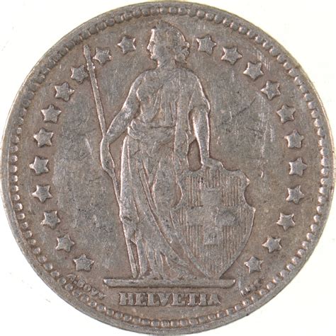 SILVER - Roughly the Size of a Quarter - 1920 Switzerland 1 Franc ...