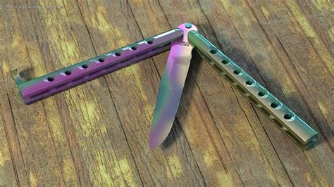 Manilla Folder Balisong Butterfly Knife Fade Rainbow 3D Model $39 ...
