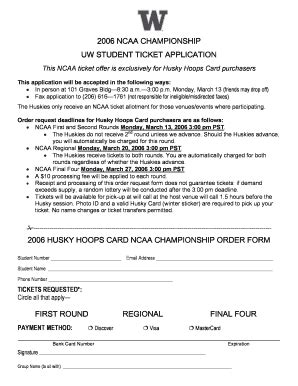 Fillable Online 2006 ncaa championship uw student ticket application ...