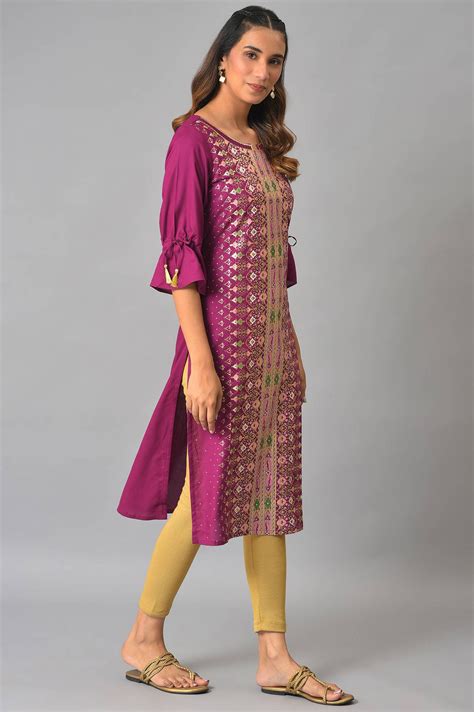 Buy Purple Floral Printed Sequined Ethnic Liva kurta Online for Woman ...