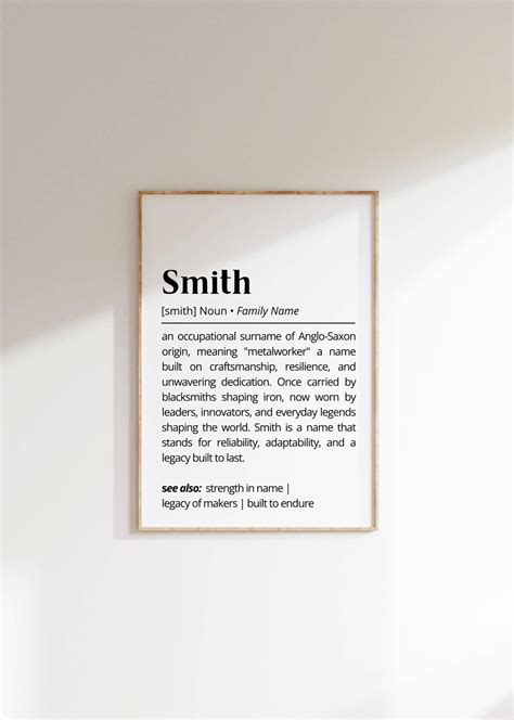 Smith Name Meaning Print | Personalized Gift | Nursery Wall Art ...