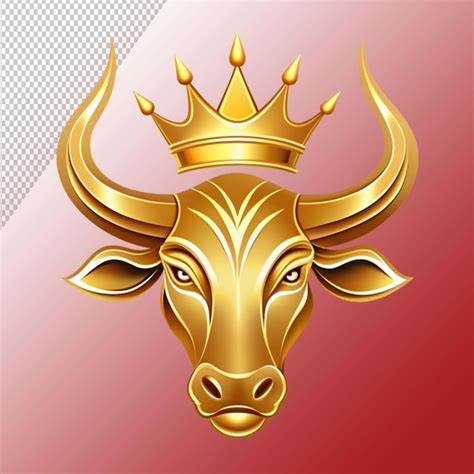 Luxurious gold and masculine taurus king logo on transparent background ...