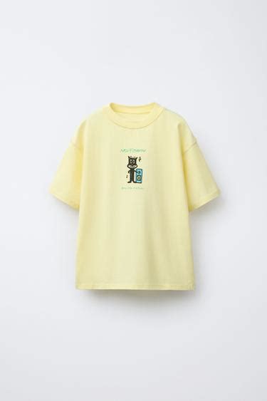 CAT PRINT T-SHIRT - Yellow | ZARA India