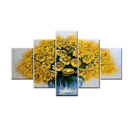 wallmantra Flowerpot With Yellow Flowers Wall Painting / 5 Pieces ...