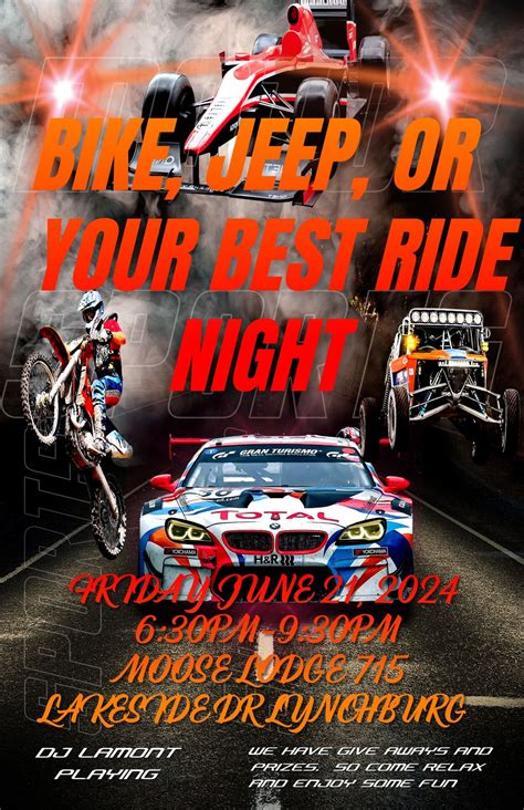 Cornhole Tourney - Bike, Jeep, Best Ride Night - D.J. Lamont Lacy ...