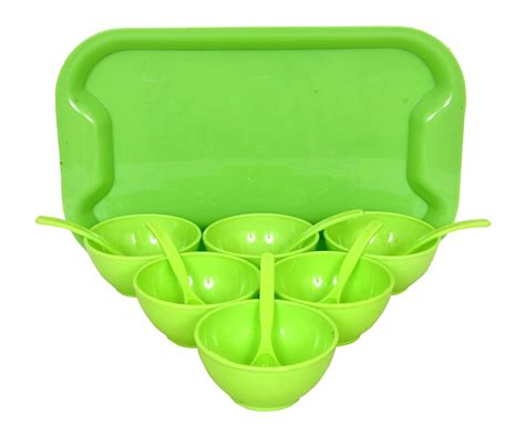 Buy Sweet Bowl Set Festivals,Daily Use Premium Plastic 6 Bowl/6 Spoon/1 ...