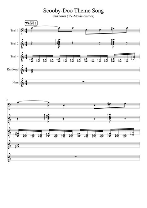 Free sheet music: Scooby-Doo Theme Song- by Unknown (TV), Play and ...